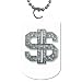 2 Sided Dog Tag of Bling Diamond Dollar Sign (Hip Hop Jewelry, Costume Bling, Grillz, Iced Out)