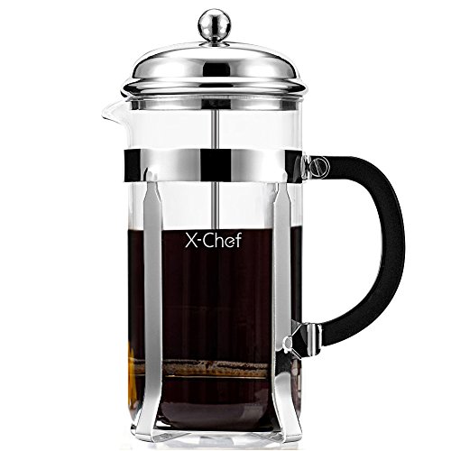 French Press Coffee Maker, X-Chef Heat Resistant Glass Coffee Press and Tea Maker Pot,8 Cup/4 Mug (1 liter,34 oz)