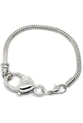 Pro Jewelry Heart Lobster Clasp Charm Bracelet Silver Plated Available All Size Drop Down Menu
