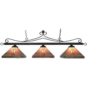 LAMPS BEAUTIFUL Tiffany MissionL amps, Prairie Three-Light Pool Table Island Lamp by... by Landmark Lighting