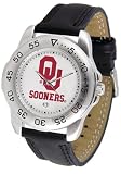 Oklahoma Sooners OU NCAA Mens Leather Sports Watch