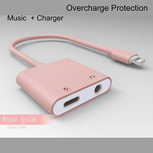 2 in 1 Lightning Adapter for iPhone 7,Charger and 3.5mm Earphone Jack Cable Adapter with Overcharge Protection for iPhone 7 7 Plus 6S 6 iPad iPod