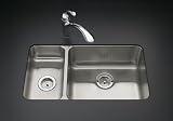 KOHLER K-3174-L-NA Undertone High/Low Undercounter Kitchen Sink