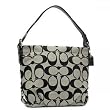 Authentic Coach Signature 24CM Zip Duffle Hobo Bag 15067 (Black/White)