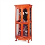 Bingen Curio Double Door Cabinet in Solid Oak