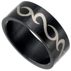 Black Stainless Steel Band with Celtic Design Sizes 8-13