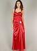 Pleated Strapless Rhinestone Brooch Formal XXXL RED