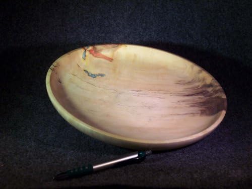 Vermont Bowl Mill Hand-crafted Spalted Box Elder Platter with Turquoise Gemstone Inlay
