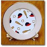 Cute Baseball Print - Blue - 8 Inch Porcelain Plate