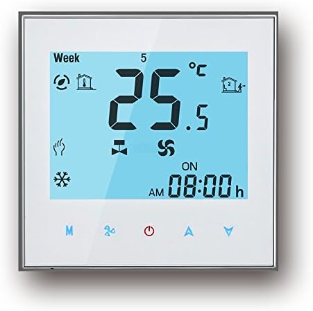 WIFI Thermostat,Youngnis WIFI Control LCD Touch Screen 2/4-Pipe Programmable Room Thermostat for Central Air Conditioner (2-Pipe for Central Air Conditioner, White)