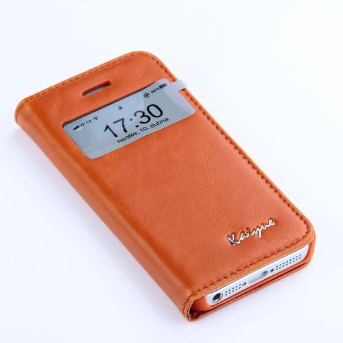 Classic Brown Leather Case with Kickstand and S-View Window for Apple iPhone 5 5S Stand Covers Caller ID Display Men Luxury High Quality