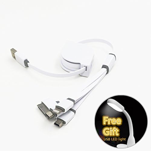 Lovkit™ Retractable 4in1 Tangle Free Lightning and Micro USB Charging for iPhone 6/6 Plus, 5/5S, Android Smart Phones, Samsung Galaxy S4/S5/S6/Note 3/4/5/, Car Charger Cable, 1m/3.3ft, Grey