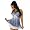 Sommer Babydoll Tunika Minikleid Blau Wei&szlig; (3819)