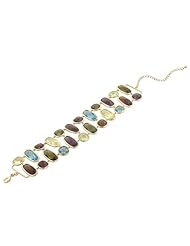 Alexander James 14k Gold Bonded to Lead Free Alloy 7 Inch + 3 Inch Extender Fashion Bracelet with Assorted Cubic Zirconia with Lobster Clasp in Goldtone