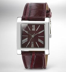 Crocodile Skin Square Face Analogue Watch