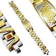 316L Stainless Steel Bracelet With Gold Plated Links and Gold Plated Dragon Plate - Length 8.66" (220mm) - Width 16mm