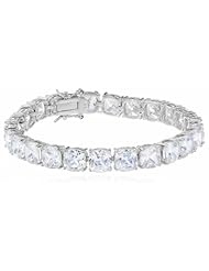 CZ by Kenneth Jay Lane Rhodium-Plated Cushion Cut Cubic Zirconia Tennis Bracelet