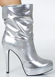 Unique Dressy Scrunch Platform Boot with Trendy Matted Fabrication from Hot Fash Shoes - POPLIFE Silver