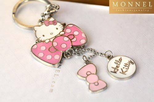 Z70-D Adorable Hello Kitty &amp; Pink Bow Charms Keychain Key Ring by Children Party Gifts