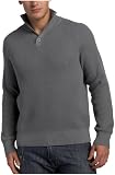Alex Stevens Men's 100% Cotton Waffle Stitch Button Front Henley Mock Sweater