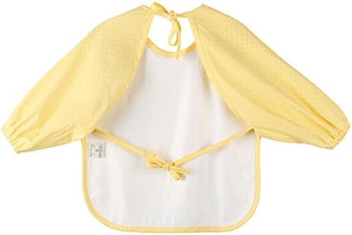 Bornbay Unisex-baby Waterproof Sleeved Bibs (9-18 Months, Light yellow)