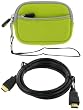 rooCASE Neoprene Sleeve (Neon Green) Case and Mini-HDMI to HDMI Cable 1 Meter (3 Feet) for Panasonic Lumix DMC-F3P Digital Camera Pink