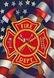 Patriotic Firefighter - Standard Size 28 X 40 Decorative Outdoor Flag
