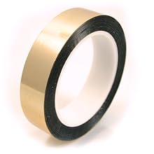 CS Hyde Metalized Mylar Tape with Acrylic Adhesive, 2.2mm Thick, Gold Color, 0.5" x 72 yds