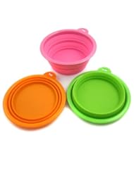Pet Products: Alfie Pet by Petoga Couture - Set of 3 Ros Silicone Pet Expandable/Collapsible Travel Bowl - Size: 1.5 Cups - Alfie