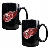 NHL Detroit Red Wings Two Piece Black Ceramic Mug Set - Primary Logo