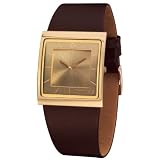 Police Elegant Goldtone Unisex Skyline Leather Strap Watch-PL-10849MSG/06