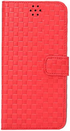 Iphone 6/6s Plus Small Squares Pattern Leather Case Pattern Magnetic Flip Leather with TPU Wallet Card Slot Stand Cover Case for Iphone 6/6s Plus (Red)