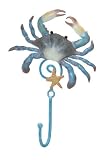 Regal Gift Blue Crab Metal Single Wall Hook Key Rack