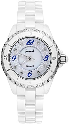 Pinch Womens Swiss Quartz Sapphire Ceramic Luminous Watches Stainless Steel White