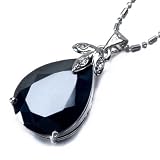 Pugster Pure Black Drop Little Leaf Pendant Necklace