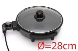 Pizza-Pfanne Party-Pfanne Elektropfanne, antihaftbeschichtet, 1500W, Glasdeckel, D=28cm