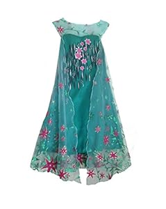 American Vogue ANNA ELSA FROZEN FEVER Girl's Birthday Dress Costume (5-6 Years, Green)