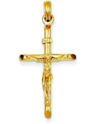 14K Yellow Gold Stick Style Crucifix Pendant Charm