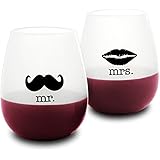 SIP IT! Mr. and Mrs. Unbreakable Stemless Silicone Wine Drinking Glasses - Set of 2 - Unique, Funny, Novelty Cups