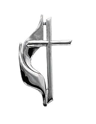 14K White Gold Methodist Cross Pin -- LIFETIME WARRANTY