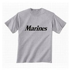 Marines Short Sleeve T-Shirt - Authentic Military Style Physical Training T-Shirt in gray