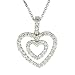 0.66 Ct Diamond Double Heart Pendant in 18k White Gold