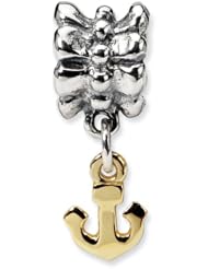 Sterling Silver & 14k Reflections Anchor Dangle Bead