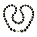 Charcoal Chinese Jade 8mm Bead w/ 3mm Gold Overlay Sterling Silver Bead Necklace, 18