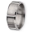 Beveled Edge Grooved Brushed & Polished Titanium Ring (8.0 mm) With Wood Box - Sizes 8.5-12