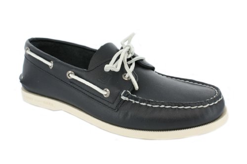 SPERRY A/O MENS LEATHER DECK SHOES NAVY/WHITE