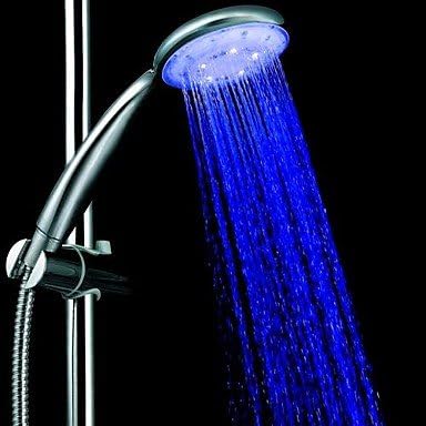 Blue Rounded LED Light Top Spray Shower Head Bathroom Showerheads with Chrome Coated