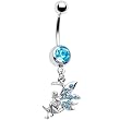 Aqua Jeweled Mythical Moon Fairy Belly Ring