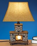 HAND-PAINTED CERAMIC FIREPLACE LAMP WITH 3 WAY LIGHTING OPTIONS!