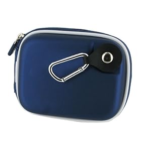 rooCASE (Med EVA Dark Blue) Hard Shell Case with Memory Foam for Flip MinoHD Camcorder Brushed Metal